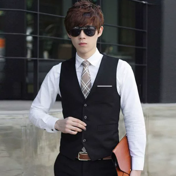 New Foreign Trade Cross-Border European Size Thickened Korean Style Slim Casual Professional Suit Vest Men's Suit Vest