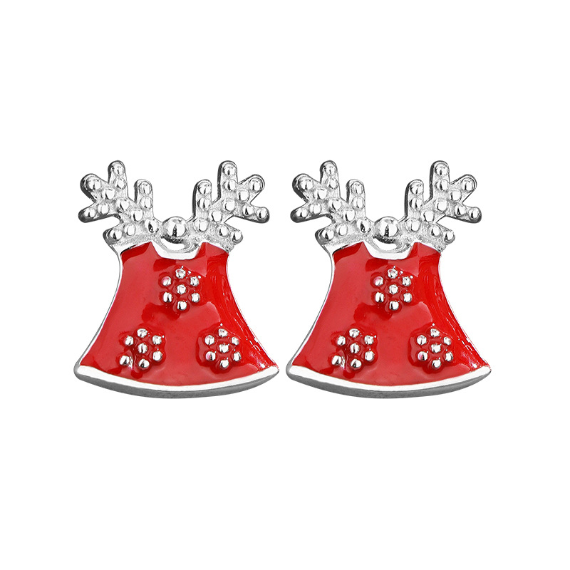 Pendientes de campana roja de Navidad para mujeres 925 plata esterlina nicho simple 2023 nuevos pendientes de otoño e invierno de alta calidad pendientes