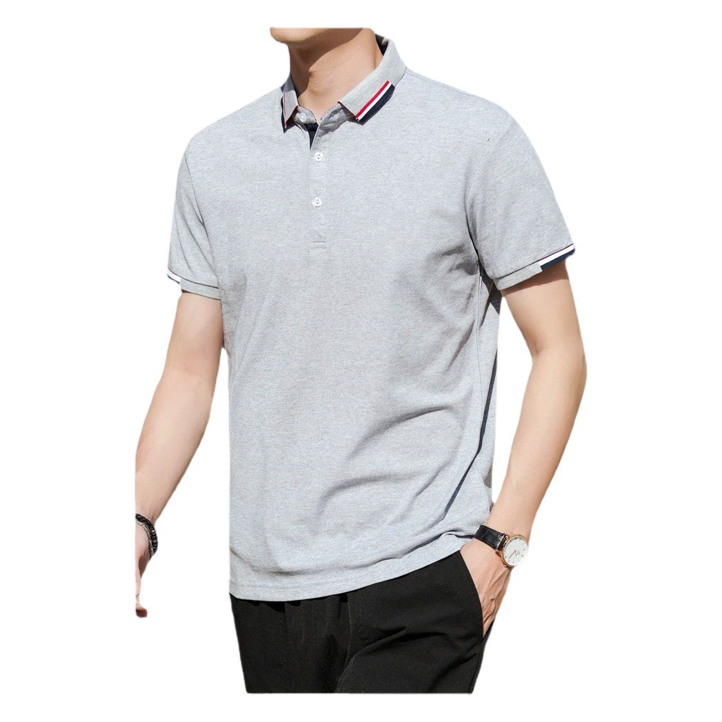 2021 Европейская деловая Новая высококачественная рубашка-поло, летняя мужская приталенная футболка, популярная рубашка с коротким рукавом и лацканами