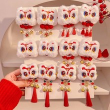 儿童2026新年醒狮发夹女童侧边刘海鸭嘴夹发卡宝宝中国风汉服配饰