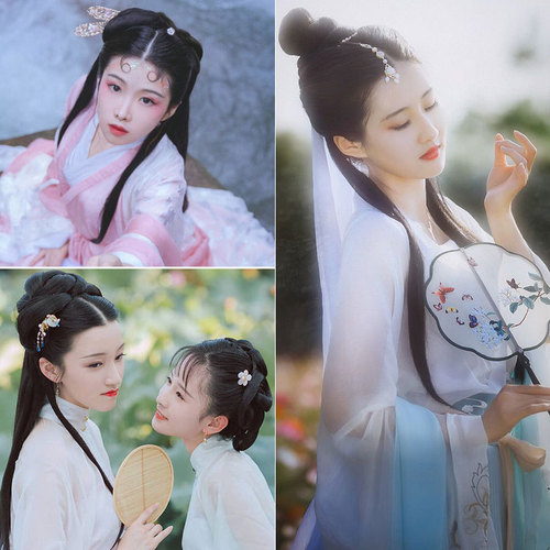 Ancient Costume Hairpiece with Curved Design, Tang Style Soft Horn Hairpiece, Hanfu Style Horn Side Pads, Versatile Bag-like Hairstyle