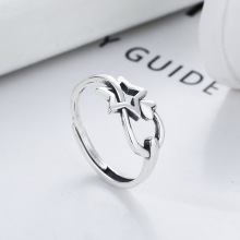 云潮轩s925星星镂空戒指ins韩国东大门开口戒指桃心环绕时尚高级