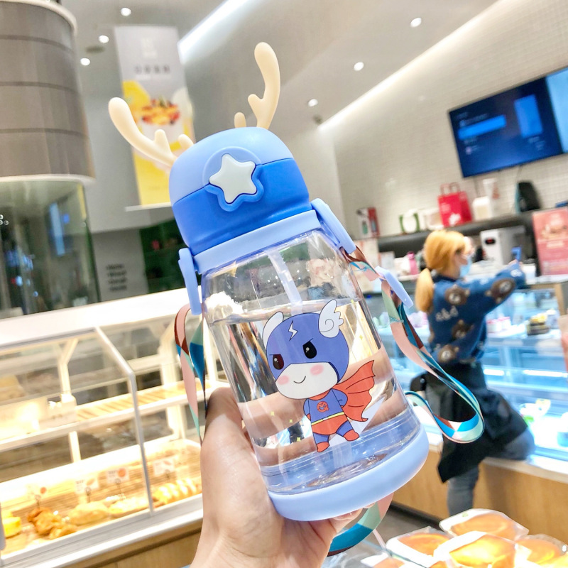 2025 新漫画プラスチックダブルドリンクカップ夏のインターネット有名人ウォーターカップ高価値ポータブル学生カップアントラーカップ|undefined