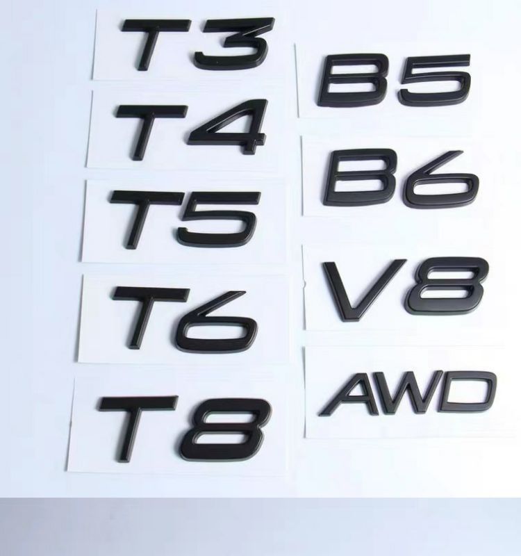 Suitable for Volvo XC90, XC60, V40, V60 rear emblems, VOLVO logo, T4, T5, T6, AWD lettering, and tail emblem stickers