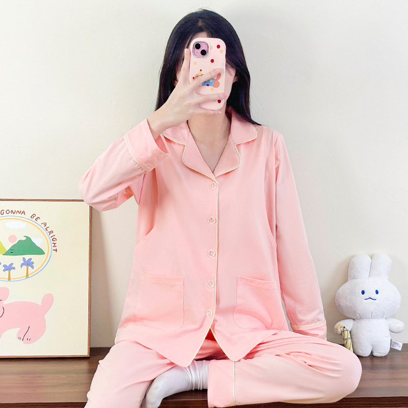 A형 신상 면 산후복 느슨한 순면 수유복 여성 봄 여름 옷 산후 수유복 임산부 정장