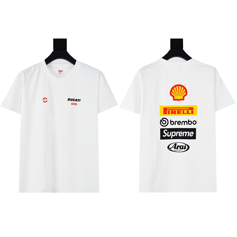 ヘビーウェイトクロスボーダー アメリカンファッション Supreme レタープリント Tシャツ BOX ラウンドネック 半袖 メンズ レディース ゆったり カジュアル Tシャツ 男女兼用|undefined