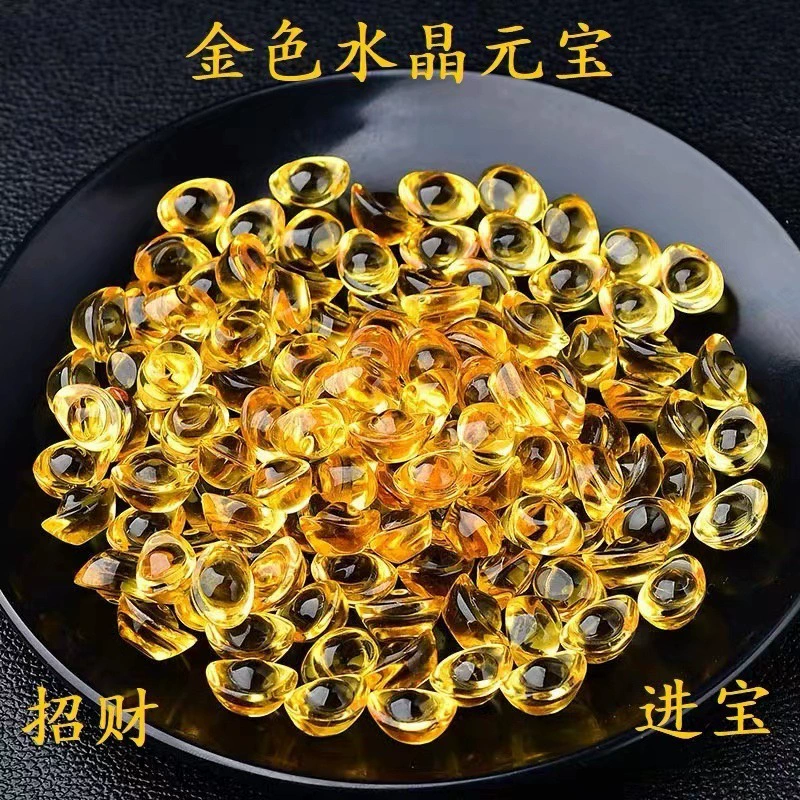 Стеклянный маленький слиток из натурального цитрина для привлечения богатства и сокровищ, красочные украшения для украшения подарков на открытие и размещения в изобилии.