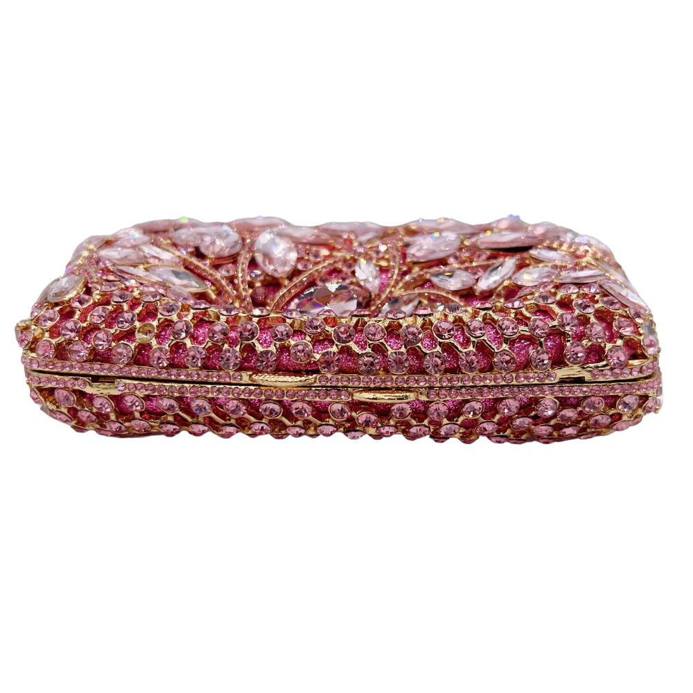 Túi clutch nữ đính đá dạ tiệc thủy tinh rỗng nạm kim cương — Màu đen, Màu hồng, màu tím, Tùy chỉnh màu sắc khác chi tiết 2