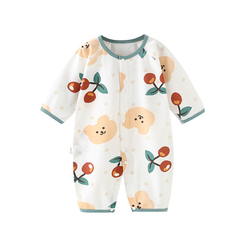 Baby air-conditioning clothing, summer ultra-thin one-piece clothing, newborn baby summer clothing, long-sleeved romper, summer pajamas
