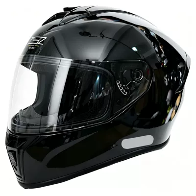 Motosiklet kaskı (dəbilqə) – all seasons, safety helmet for riding - glossy-black-transparent-mirror-s-55-56