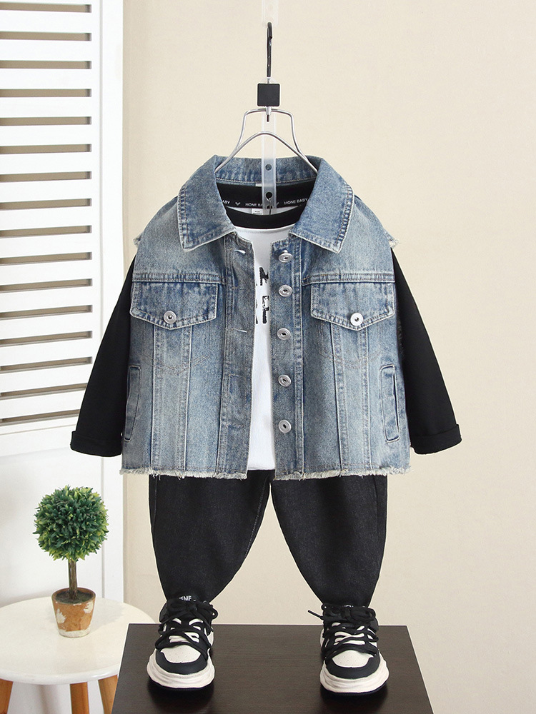 6261 Chaleco de mezclilla de primavera y otoño para niños Ropa exterior de chaleco de moda de otoño 2025 nuevo top de bebé