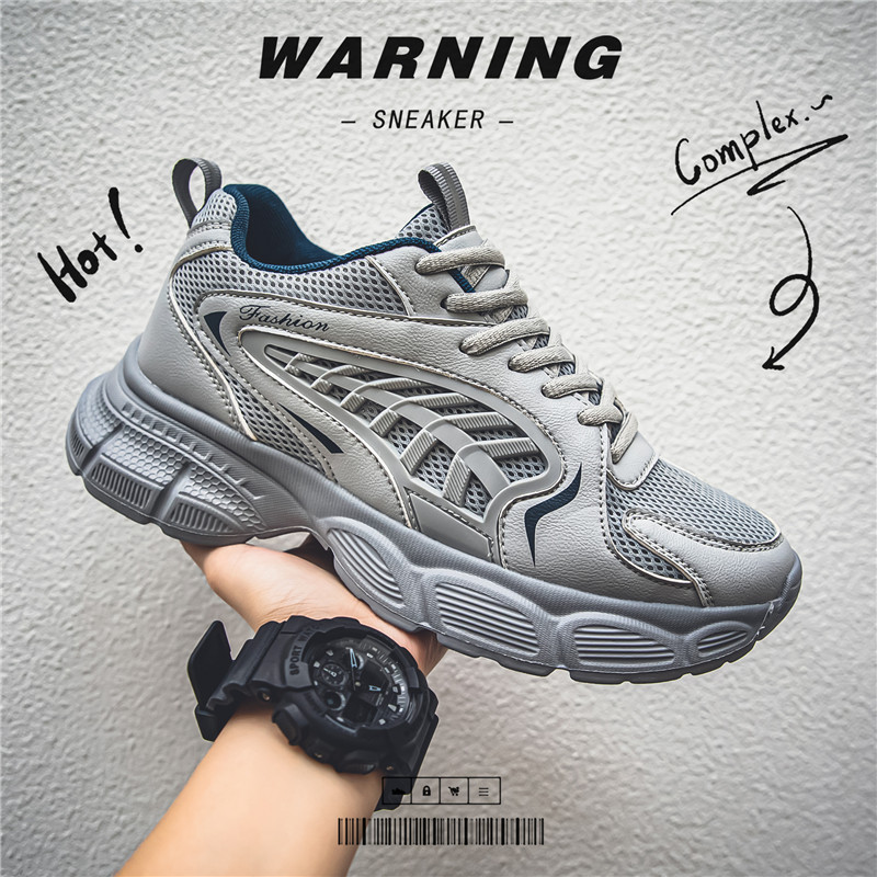 Tallas grandes zapatos de hombre otoño e invierno marca de moda de malla deportiva casual zapatos para correr adolescentes fondo grueso antideslizante resistente al desgaste zapatos de moda papá