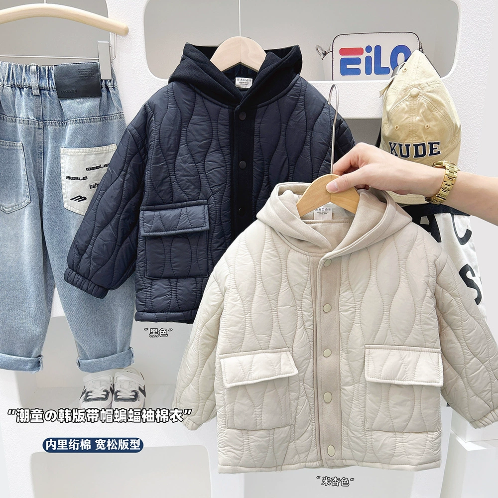 男童帅气棉衣外套秋冬2025新款儿童韩版洋气宽松加厚夹棉冬装棉服
