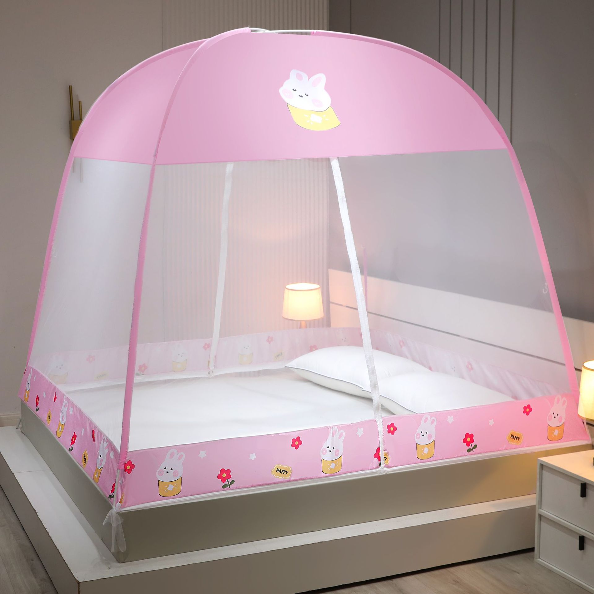 Instalación gratuita de mosquiteros de yurta, mosquiteros domésticos de doble puerta para niños, mosquiteros plegables dobles, fábrica de dormitorios al por mayor