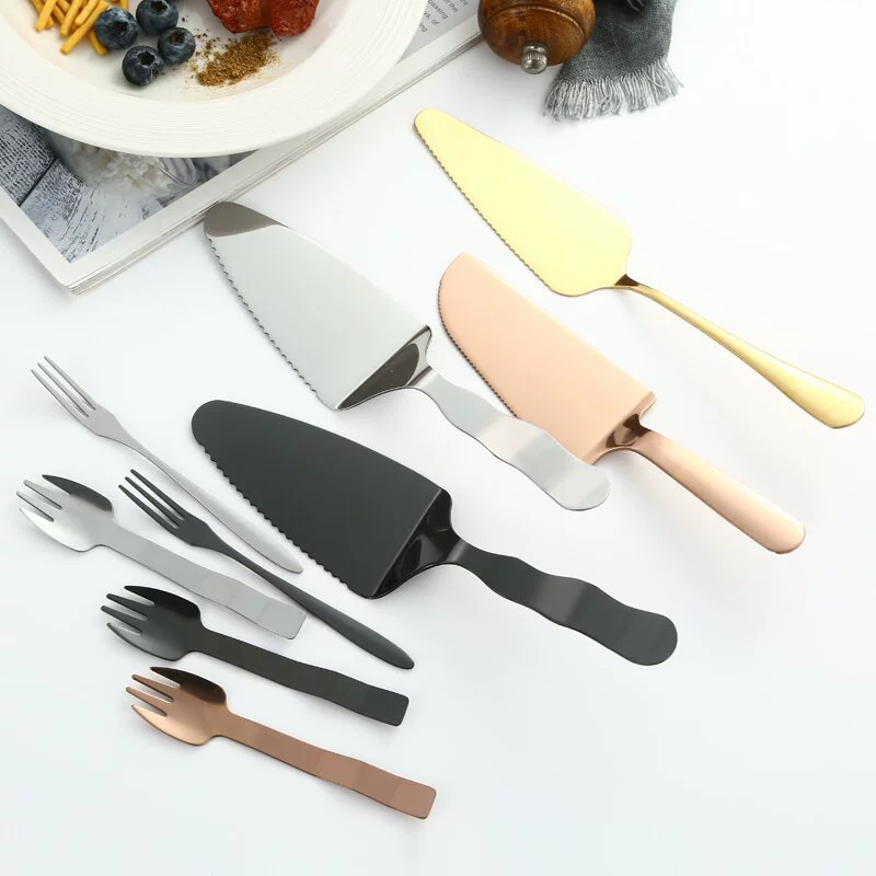 Нож и вилка для торта из нержавеющей стали вилка для десертов и фруктов многофункциональная Сырная пицца лопатка для торта нож и вилка для лунного торта оптом