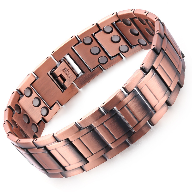 Amazon cross-border special retro fashion red copper 21mm three rows full magnetic anion health magnetic therapy bracelet for men Amazon cross-border special retro fashion red copper 21mm three rows full magnetic anion health magnetic therapy bracelet for men