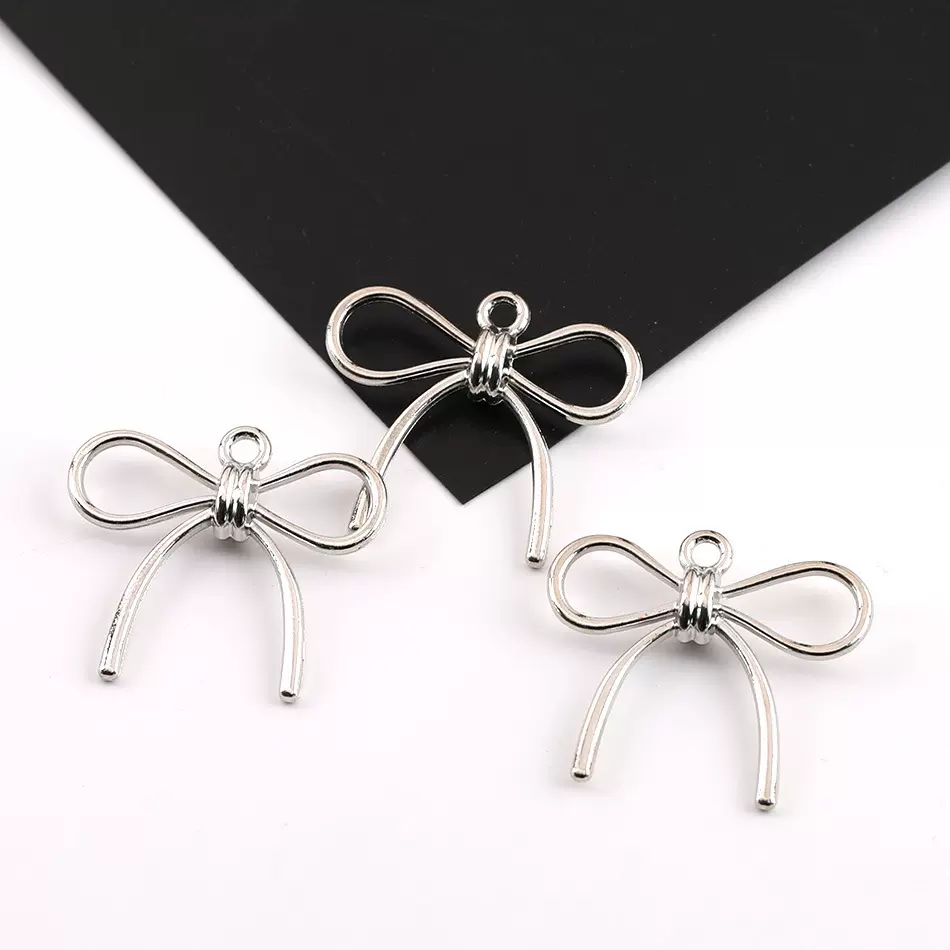 韩版ins风镂空蝴蝶结合金吊坠diy手工自制项链钥匙扣挂件饰品配件