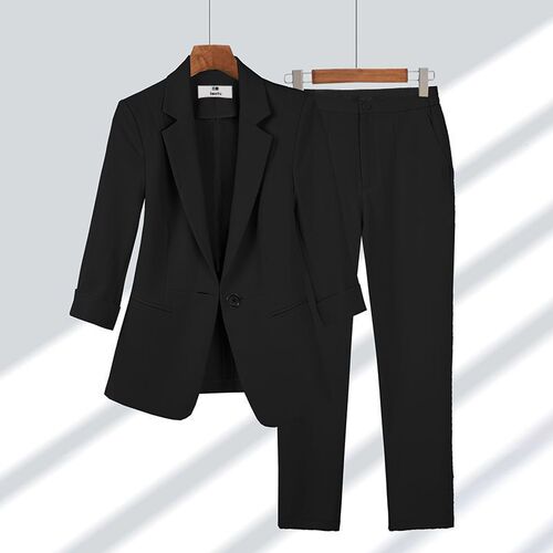Professional suit for women 2024 new style simple solid color large size suit temperament slim suit two-piece suit