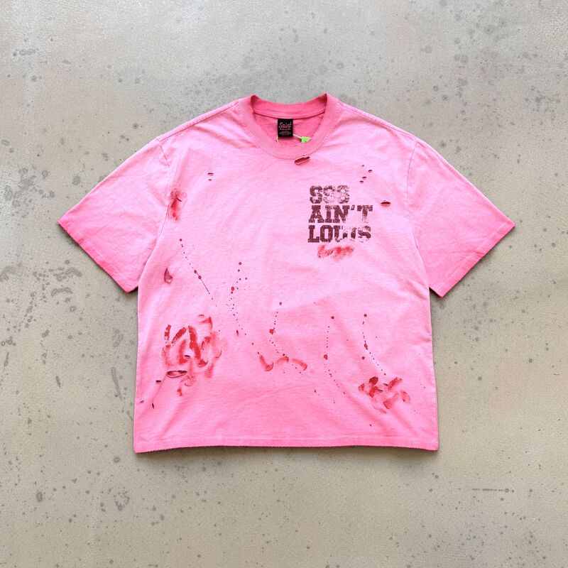 2026 Spring/Summer New S.M Street Graffiti Style Round Neck Pullover Short Sleeve Unisex One Piece Wholesale Dropshipping