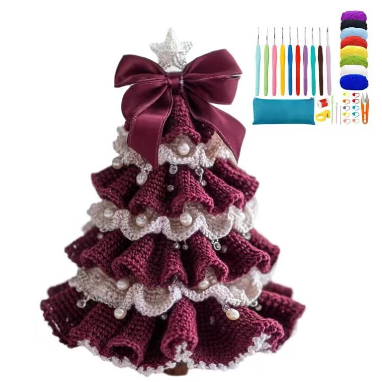 跨境新品 Crochet Christmas Tree Kit DIY钩针圣诞树套件DIY|undefined