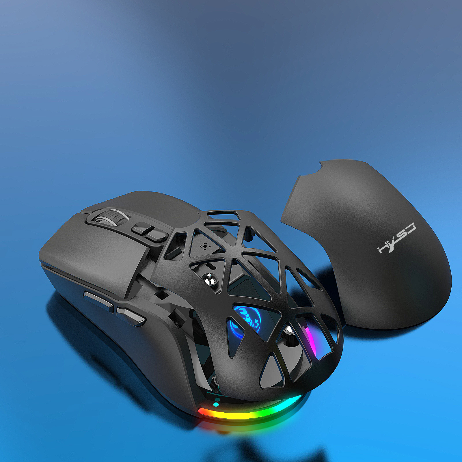 Nouvelle souris sans fil double mode rétro-éclairage rvb 4800 dpi avec batterie rechargeable 650 mAh intégrée BT5.1_voghion.com