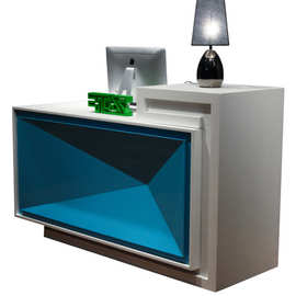 前台烤漆简约现代理发店吧台医院酒店美容院收银台带灯光接待台