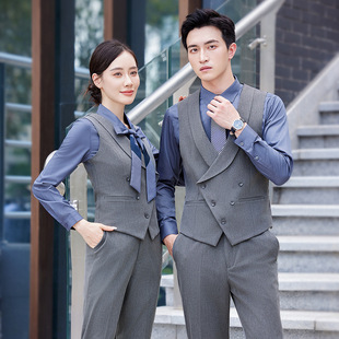 Autumn formal wear men's and women's autumn waistcoat professional wear printed and embroidered logo bar KTV hotel real estate overalls