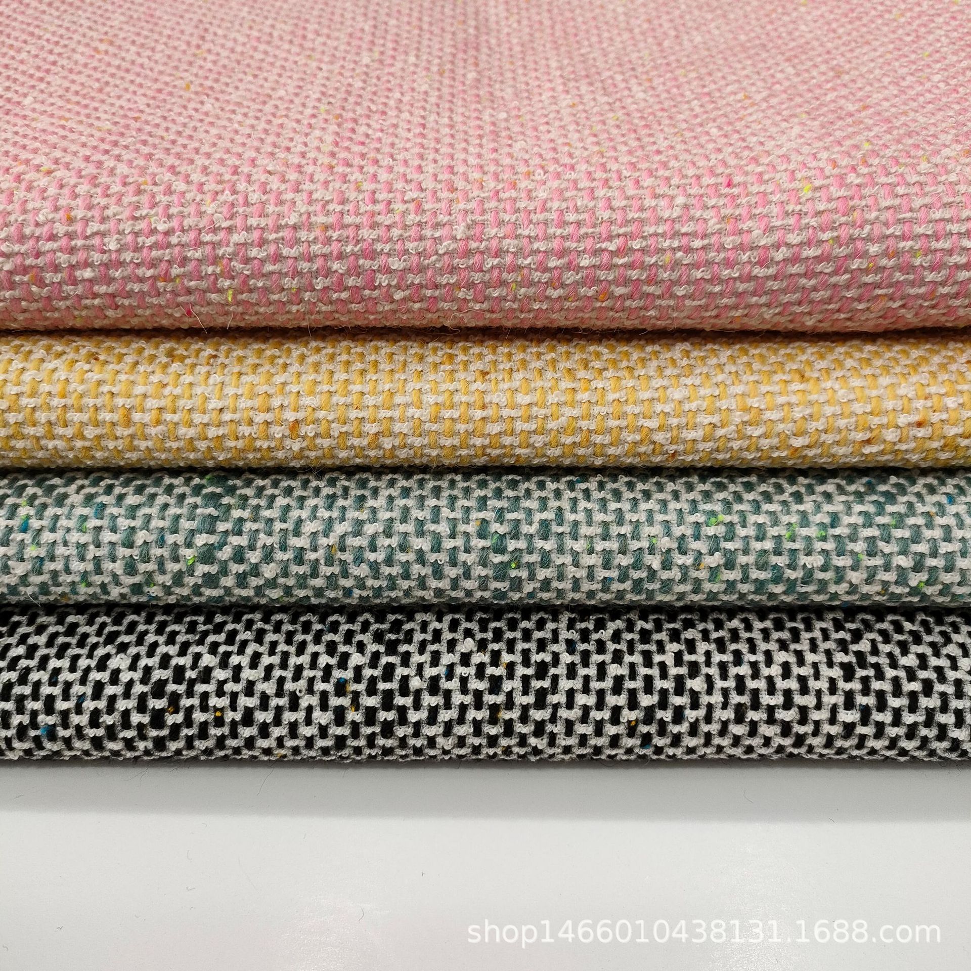 卓曦纺织|秋冬新款厚实小香风彩点编织粗花呢服装面料现货