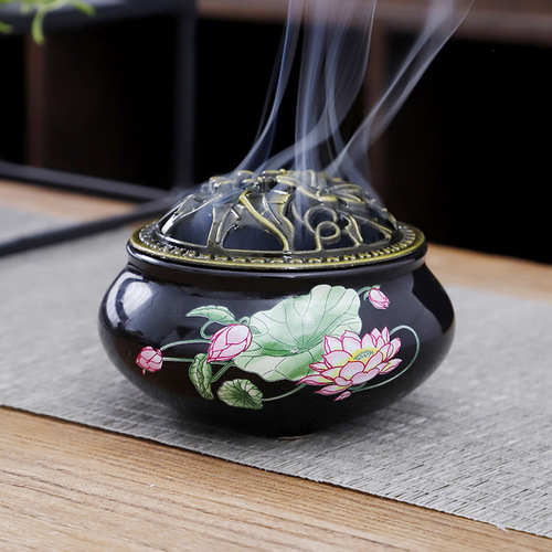 Celadon Ceramic Incense Burner Household Buddhist Supplies Incense Sandalwood Ice Cracking Kiln Small Incense Burner Manufacturer Wholesale