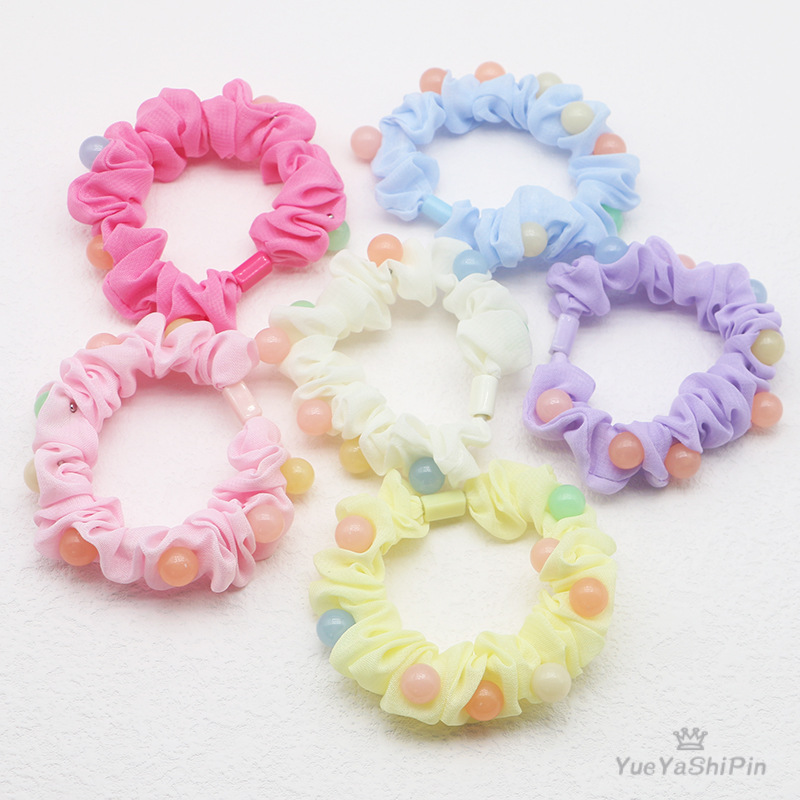 Siden scrunchies med pärlor för damer hårband_voghion.com