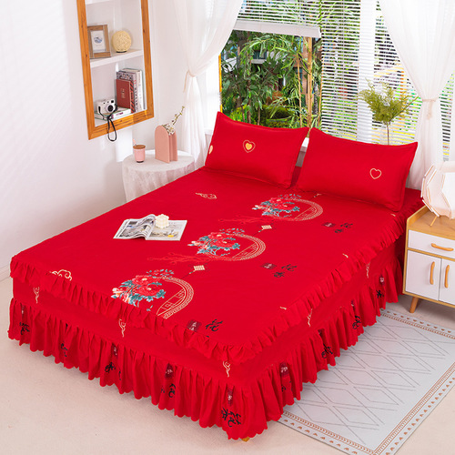 Bed cover, bed skirt and three-piece set Korean lace bed cover bed hat bed cover 3-piece set 1.5 meters 1.8 bed 2.0 bed protective cover 