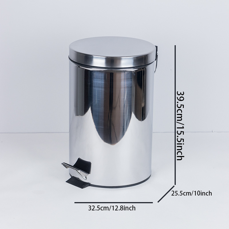 Papelera de pedal de acero inoxidable de estilo europeo para el hogar grande 12L sala de estar oficina hotel con tapa cubo de almacenamiento