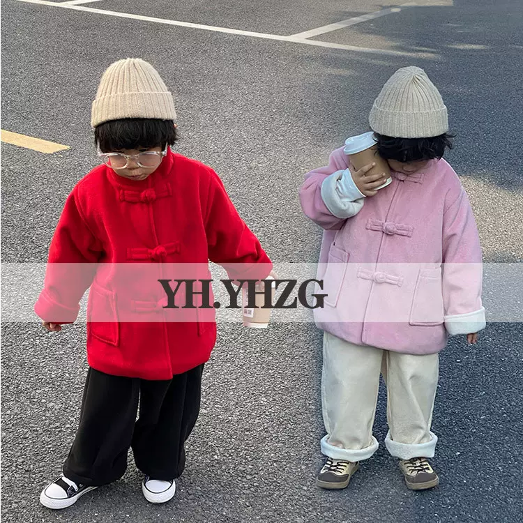 儿童汉服男童唐装2025年新款冬季加棉加厚保暖拜年服上衣一件代发