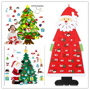 Christmas Handmade DIY Felt Christmas Tree Red Santa Claus Decoration Stereo Calendar Christmas Tree Gift