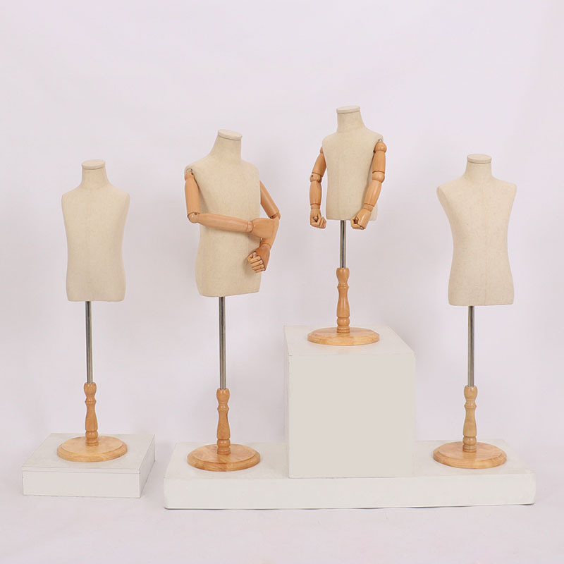 Maniquíes de medio cuerpo con base plana para exhibición de ropa infantil en tiendas, maniquíes realistas para escaparates de ropa infantil.