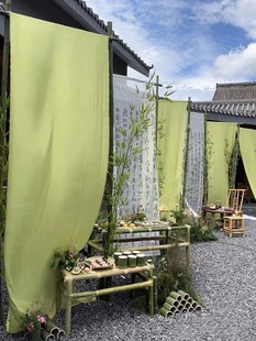 新中式纱幔中国风古风场景氛围布置书法纱幔绿色纱幔布幔户外背科-阿里巴巴