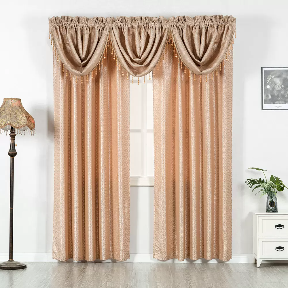 柯桥窗帘工厂 跨境外贸窗帘亚马逊北欧提花布窗帘成品批发定制