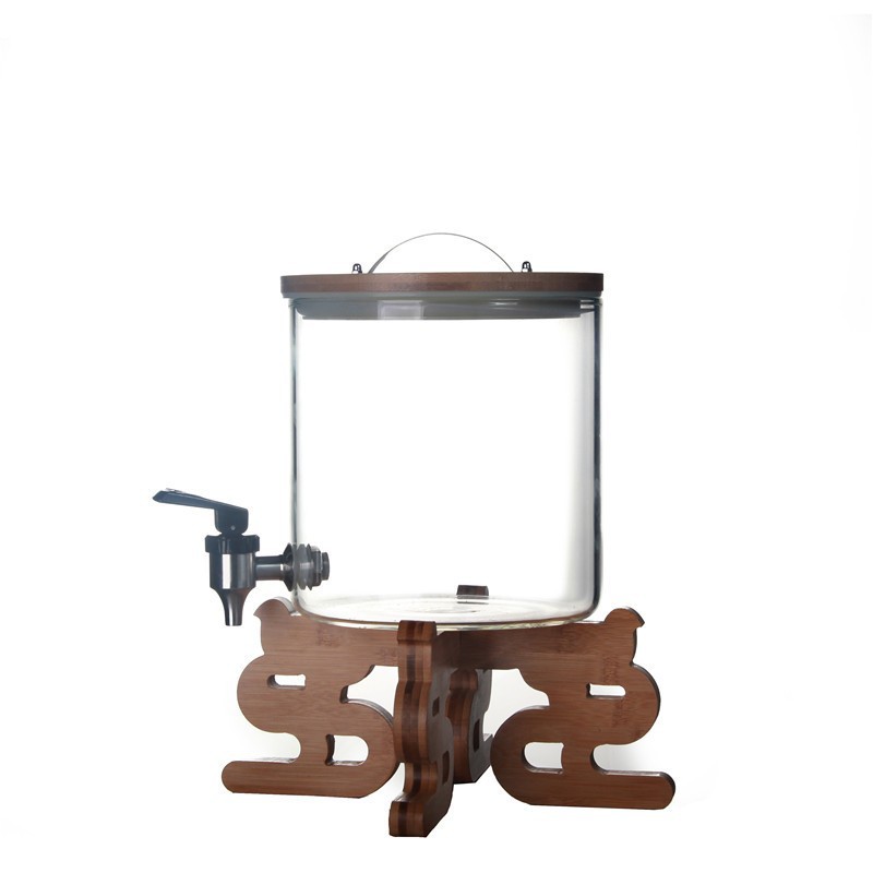Gran capacidad de jugo de bebidas cubo con grifo comercial transparente de vidrio xiangyun base cubo de vino cubo de la enzima hogar
