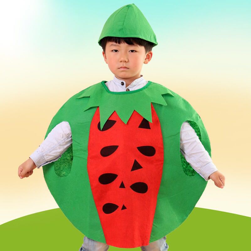 Día del niño adulto ropa para niños modelado de frutas y verduras protección del medio ambiente desfile de moda ropa de rendimiento de etapa padre-hijo