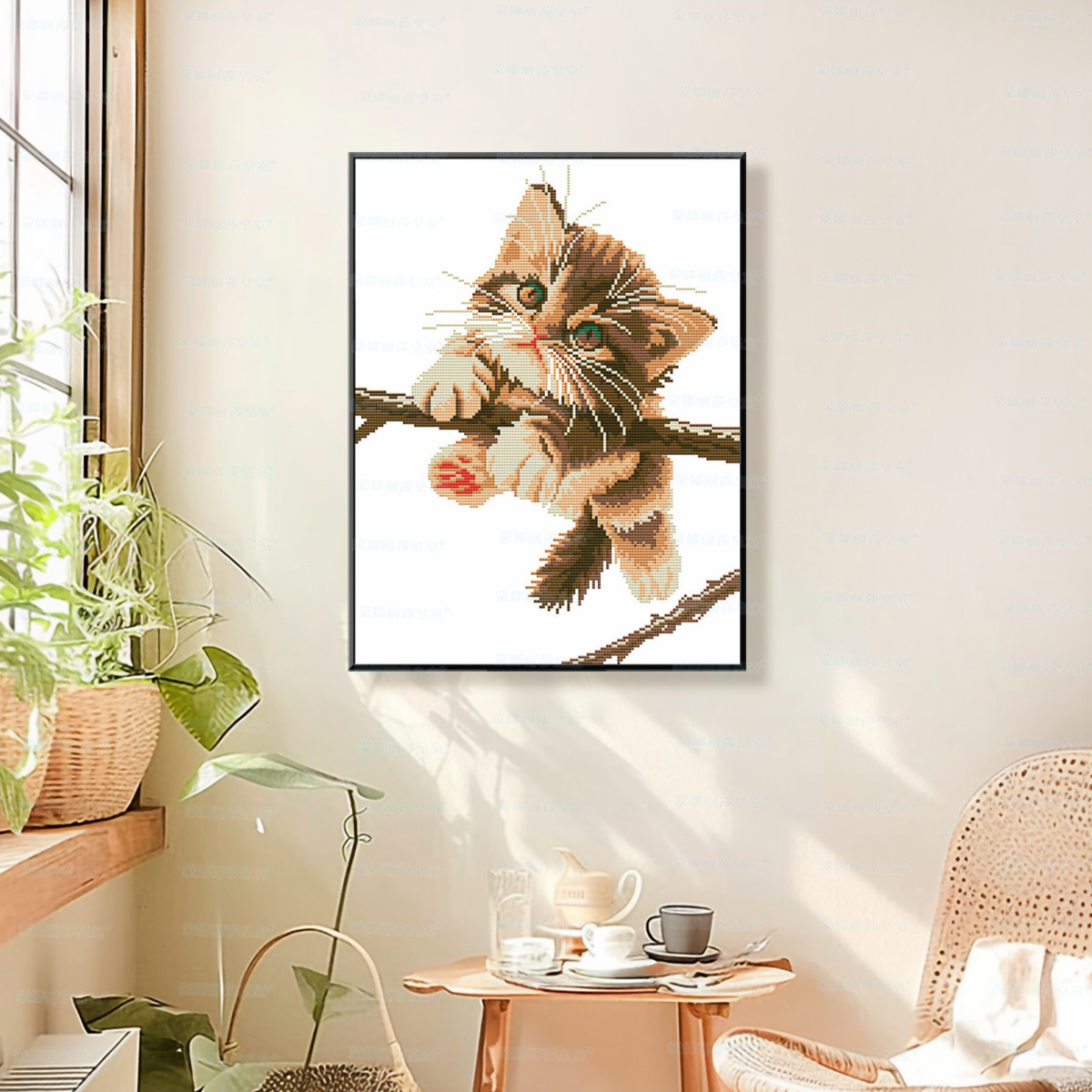 Mona Lisa Royal Crosspoint Sky Cat nuevo lindo moderno decoración de dormitorio bordado a mano image 1