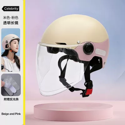 Motosiklet kaskı (dəbilqə) women, new model electric motorcycle safety - new-national-standard-class-apink-transparent-long-mirror-zl-watermark