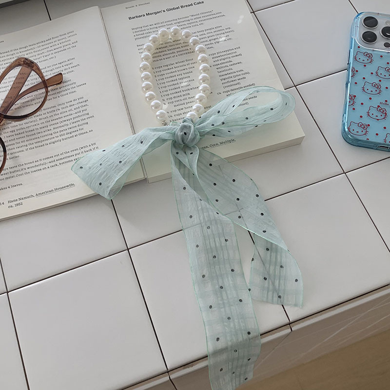 Collar de perlas, nuevo estilo, bufanda de seda, cinta, protección para el cuello multiusos, bufanda floral, diadema fresca pastoral femenina de verano, banda para el cabello