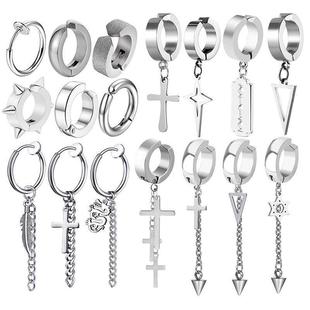 1Pc Punk Steel-Color Stainless Steel Painless Ear Clip Earri