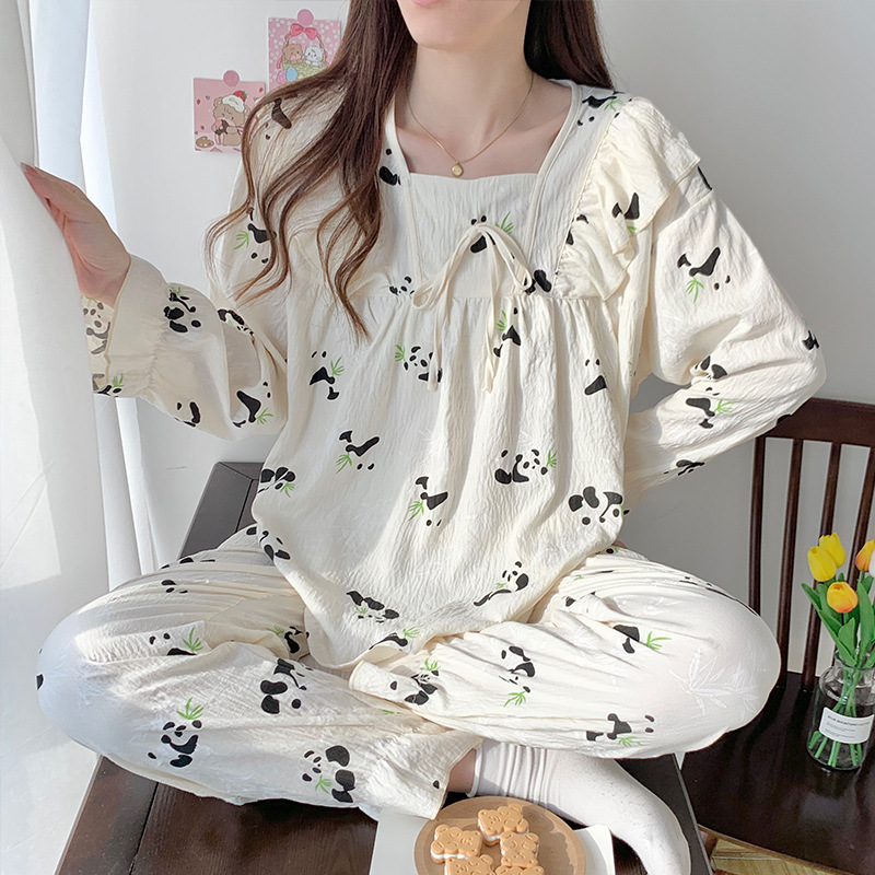 Pijama de Manga Larga para Mujer de Poliéster y Algodón Cómodo para Casa image 9