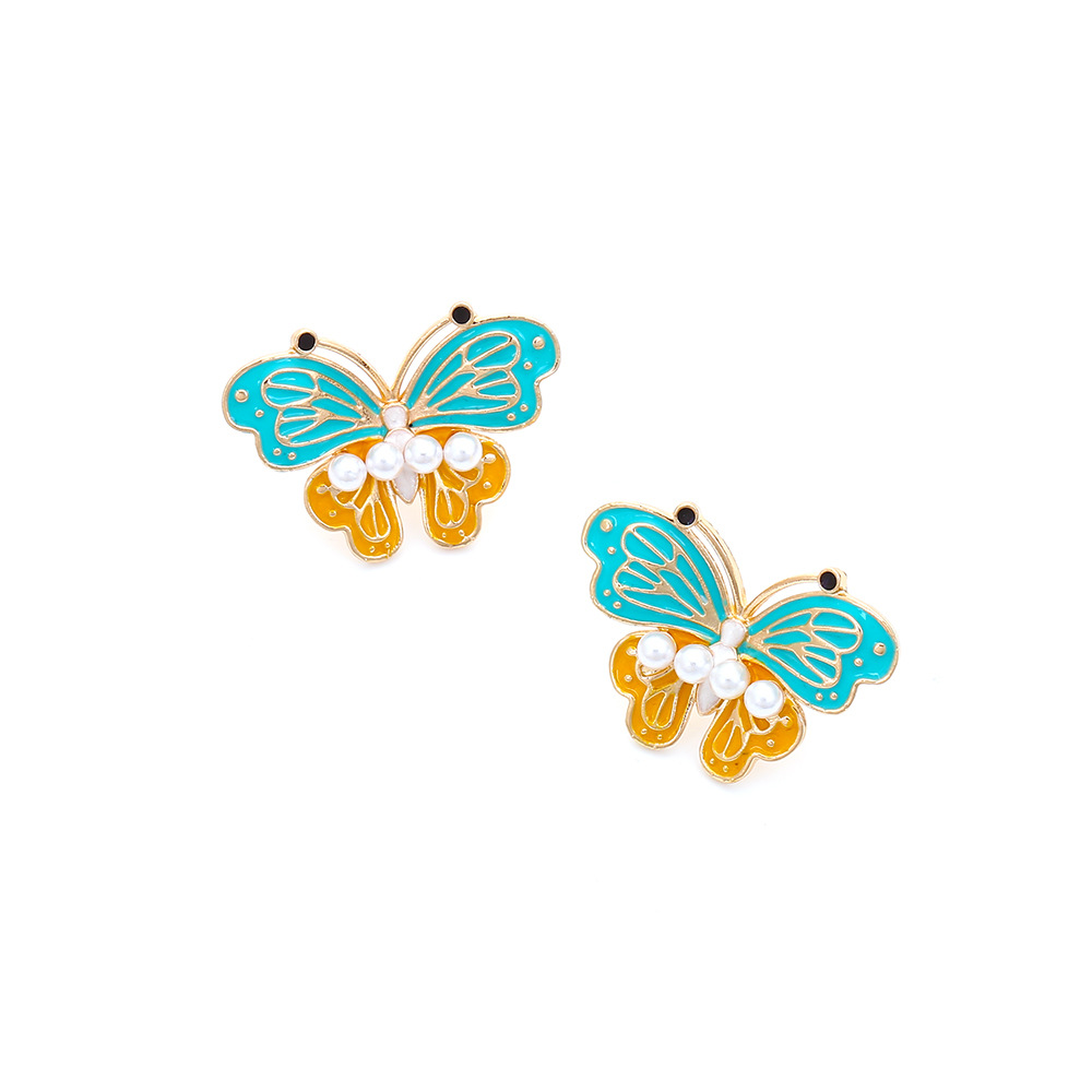 Lady Butterfly Zinc Alloy Enamel Artificial Pearls Women's Ear Studs display picture 2