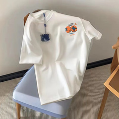 高品質純綿女装tシャツ2025夏の新型韓国版ゆるい百合シンプルなプリント半袖上着