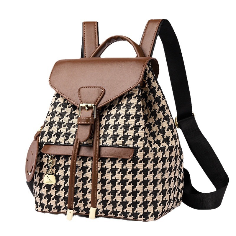 Mochila de mujer a la moda 2025 informal de gran capacidad estilo coreano pata de gallo mochila de mujer Douyin bolsa de transmisión en vivo para mujer