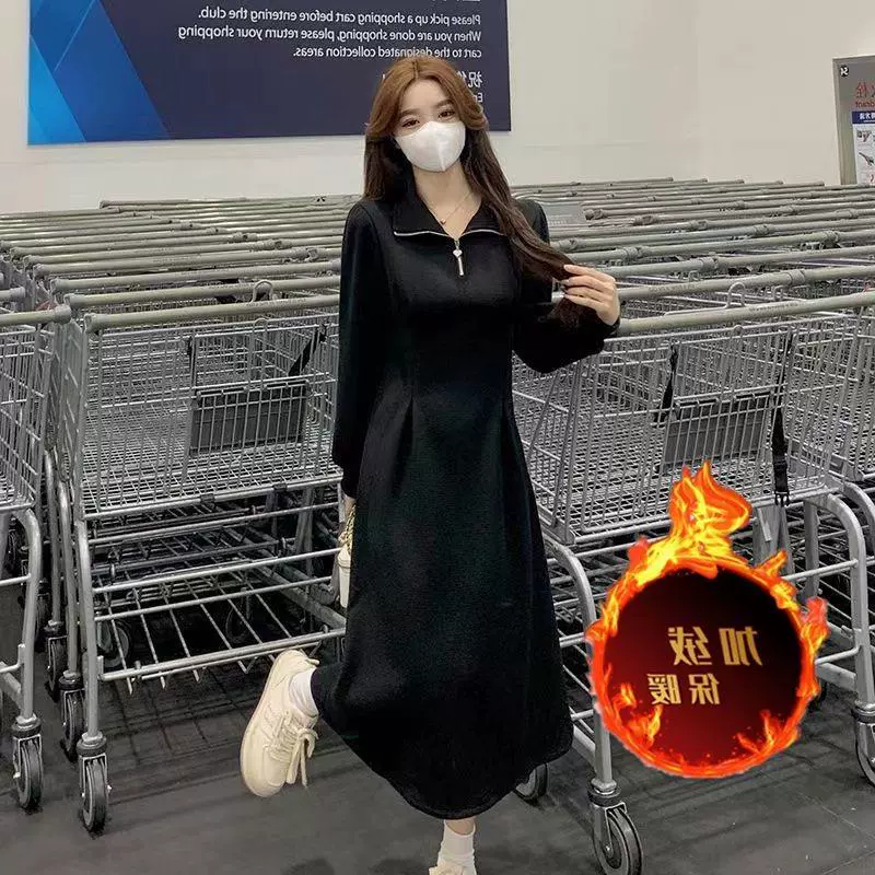 Tea break Весеннее платье с воротником французского поло, женское весенне-осеннее нежное облегающее по талии Внутреннее платье для похудения