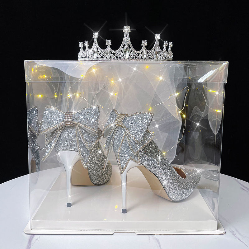 silver High Heels 2025 New Spring and Autumn Sequin Diamond Crystal Xiu Wo Main Yarn Wedding Shoes Two-Wear Bridal Wedding Dress silver High Heels 2025 New Spring and Autumn Sequin Diamond Crystal Xiu Wo Main Yarn Wedding Shoes Two-Wear Bridal Wedding Dress