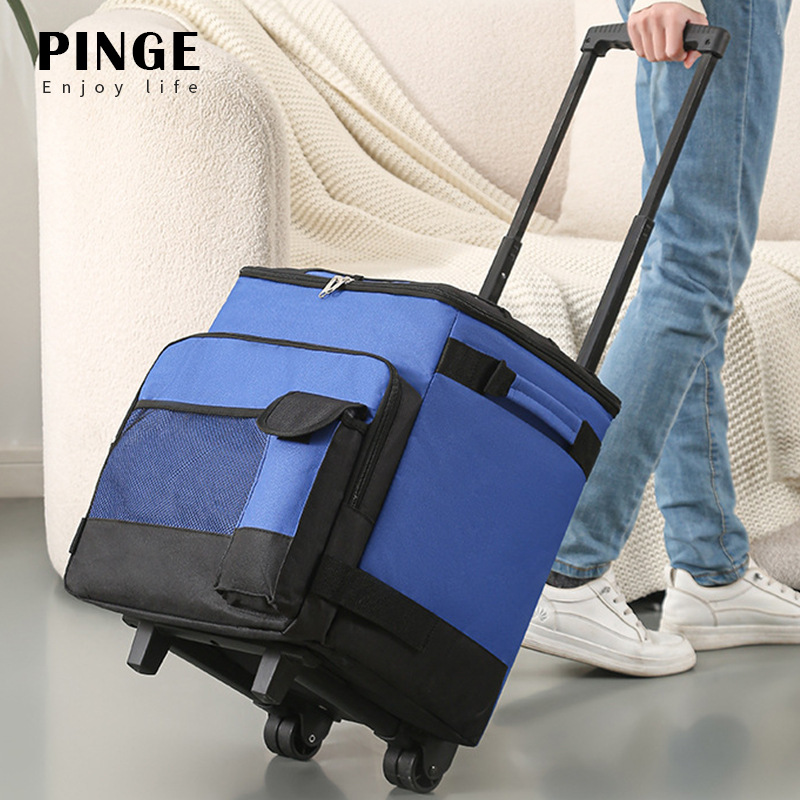 工廠拉杆冰包拖輪外賣防水保溫箱冷藏擺攤大容量露營戶外野餐包